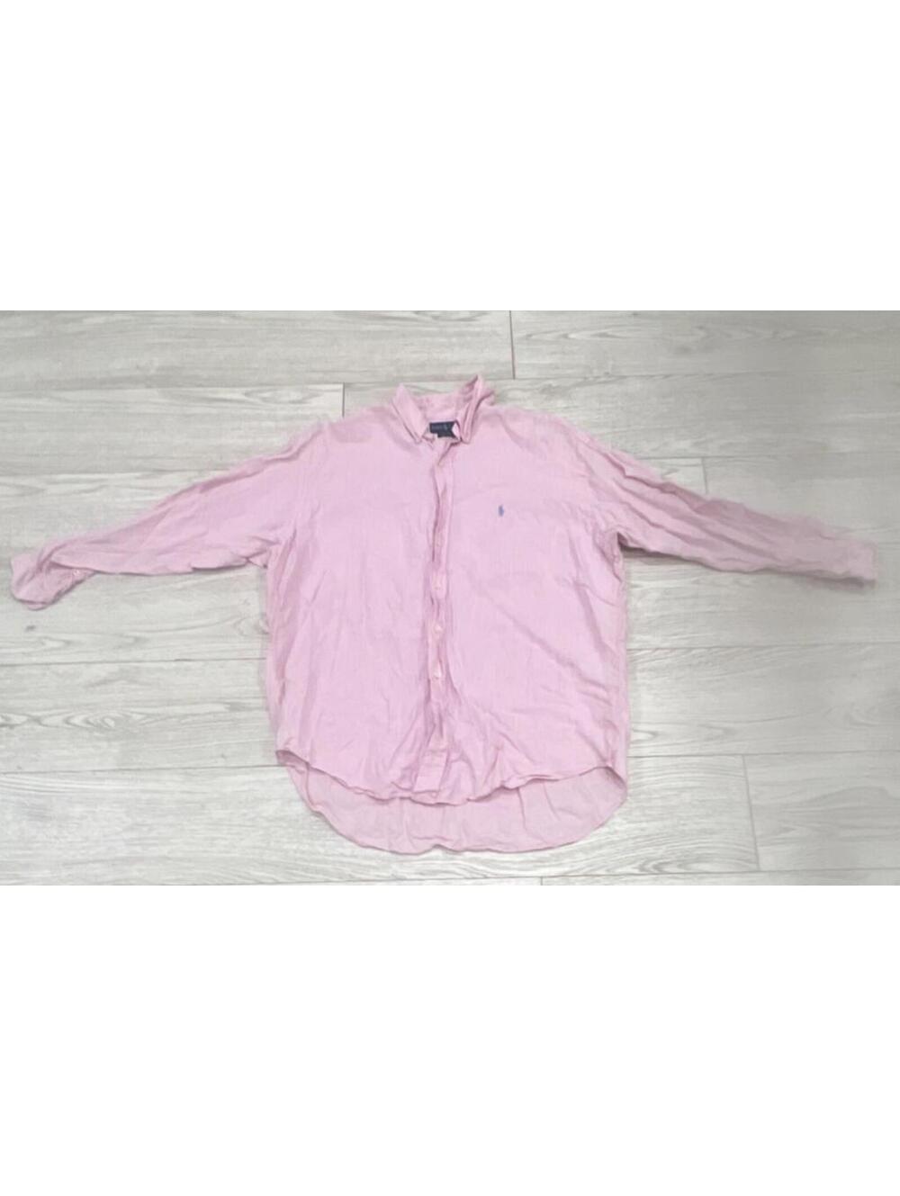 SPRING/SUMMER Polo Ralph Lauren Men's Pink Linen Dress Shirt L $98